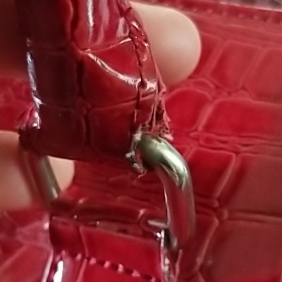 3/$28 NYC Red Tote Bag Croc Faux Leather Design - Picture 10 of 16